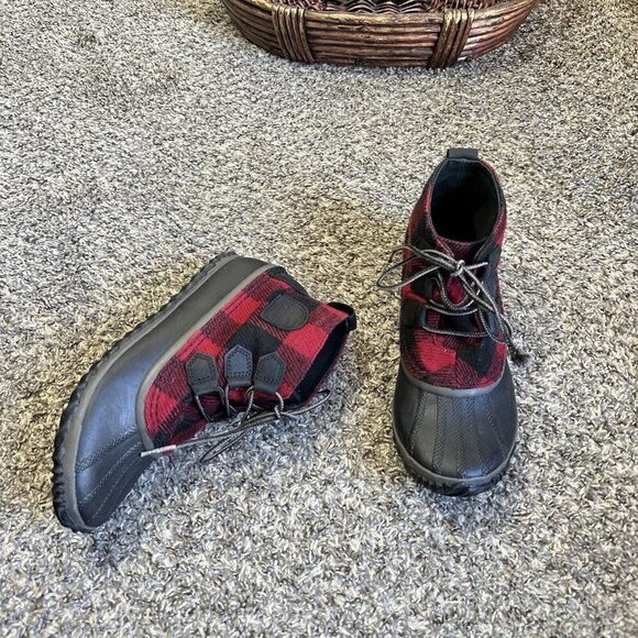 Sorel Boots Womens 8 Buffalo Plaid Flannel Out n About Shoes Duck Boot Outdoor - Picture 1 of 9